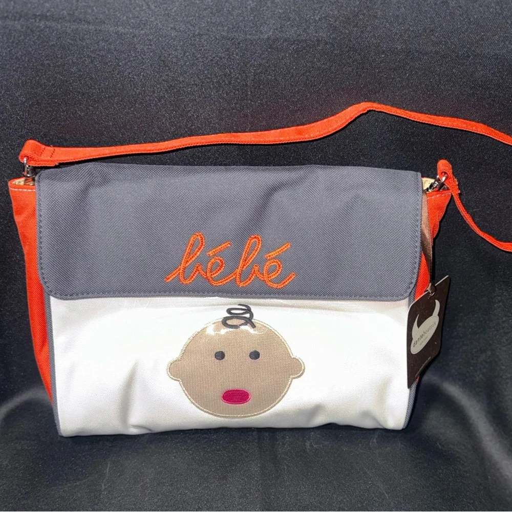 bébé Baby Face Crossbody Bag in Gray, White & Orange